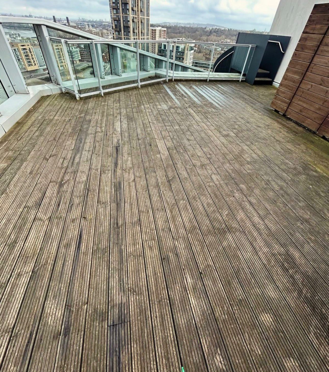 Lewisham rooftop terrace before artificial grass transformation