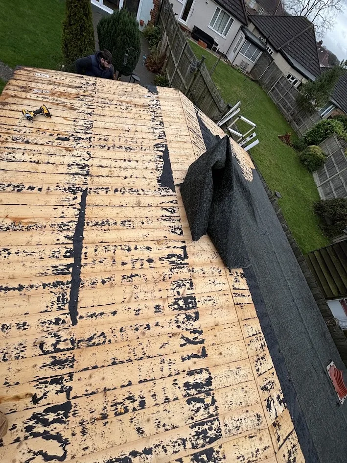 Old shed roof structure before replacement