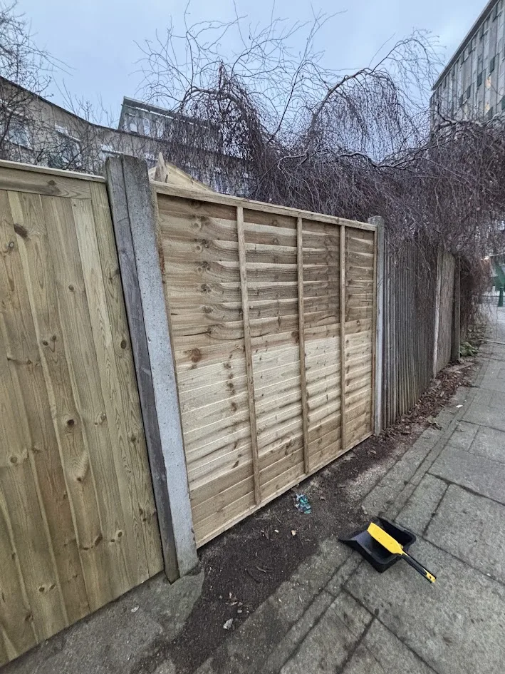 New timber fence panel after boundary replacement
